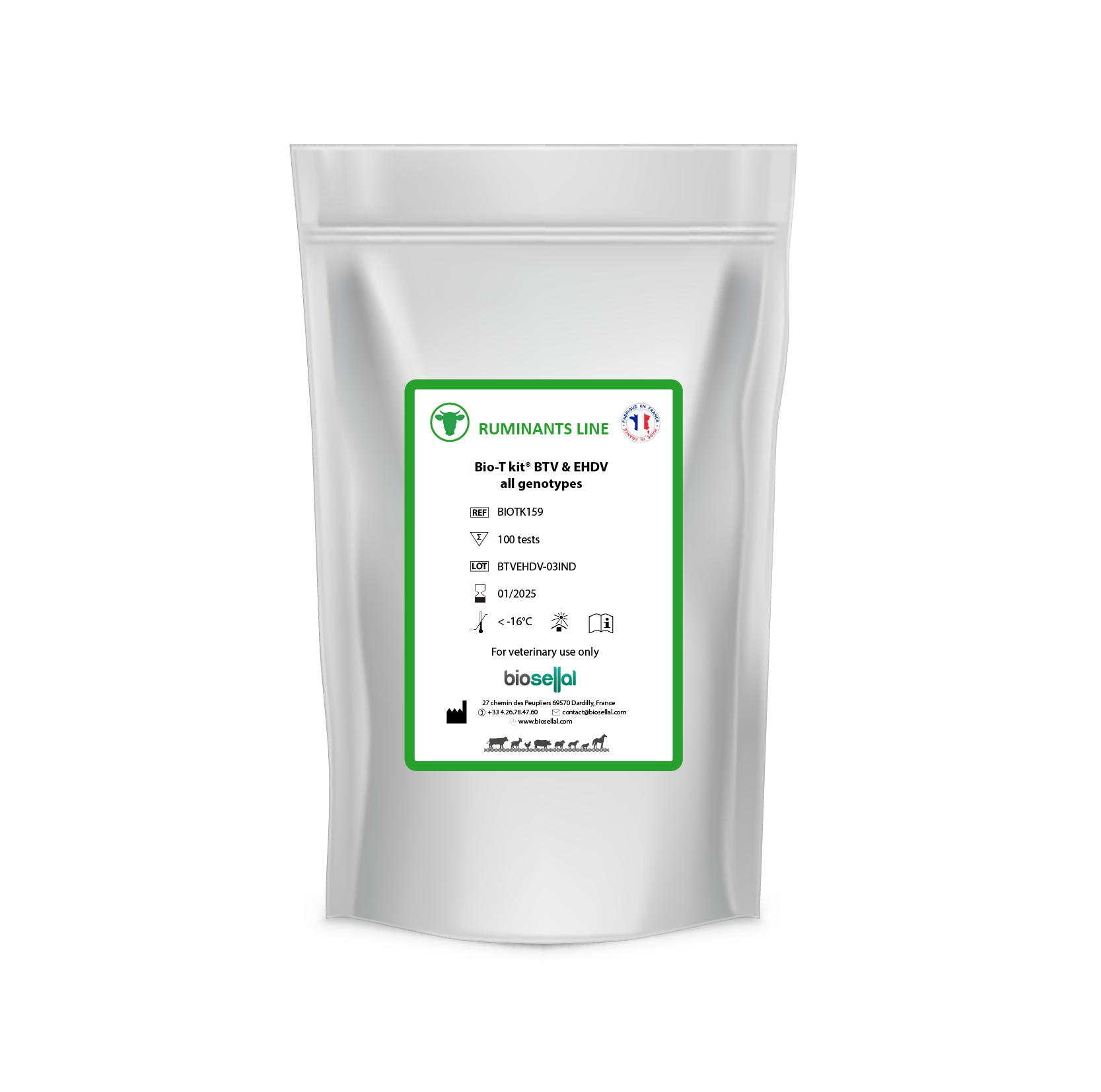 Bio-T kit BTV & EHDV all genotypes (400 tests) - BIO SELLAL for Diagnostics For Animals